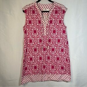Vineyard Vines Tile Medallion Shift Short Sleeve Dress - Pink/White - Medium